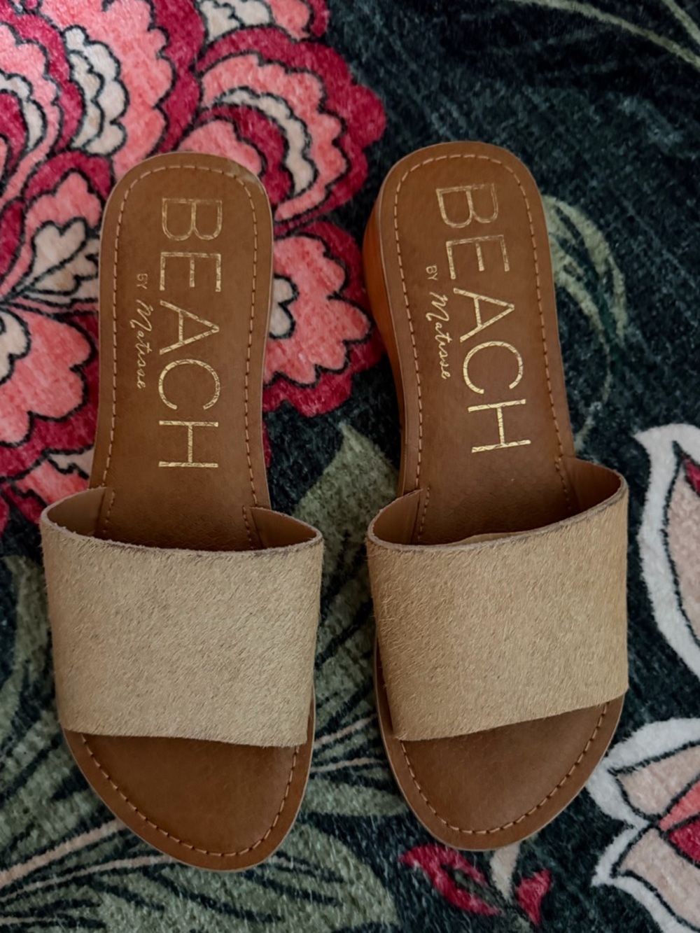 3/$25 🌿 Beach by Matisse Havana Tan Leather Slide Sandals Sz 6